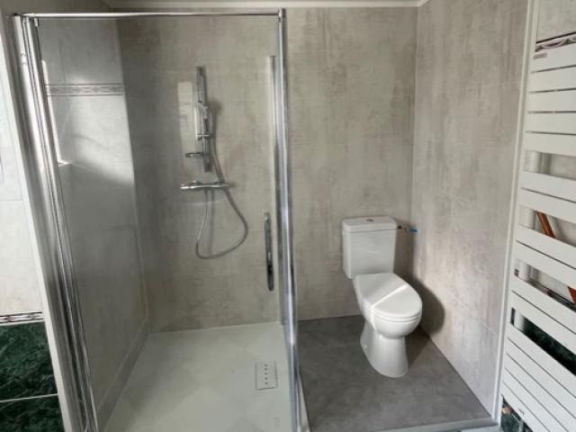 Remplacement d'une baignoire par une douche et des toilettes surélevées sur Issé - Apres